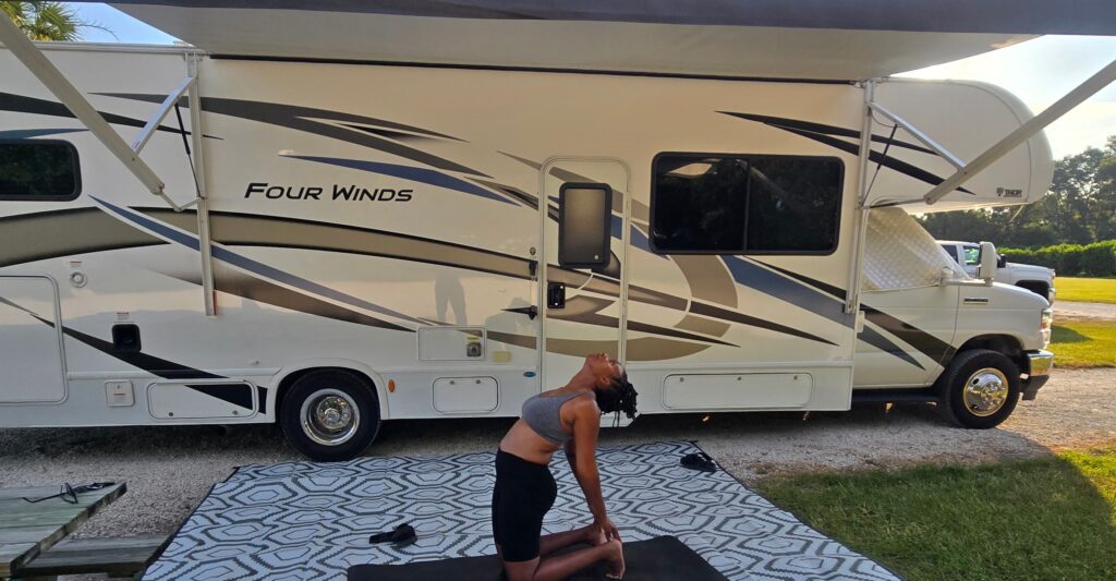 family road trip yoga